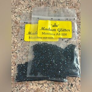 Madam Glitter Blue/Black Montana AB SS6 Flat Back Rhinestones 1440 ct-2 Packs